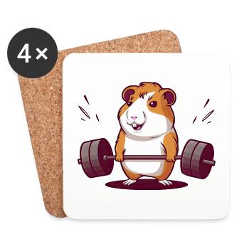 Soulevé De Terre Muscu Cochon D’Inde - Dessous de verre (lot de 4) - blanc - Devant