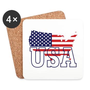 USA Map - Coasters (set of 4) - white - Front