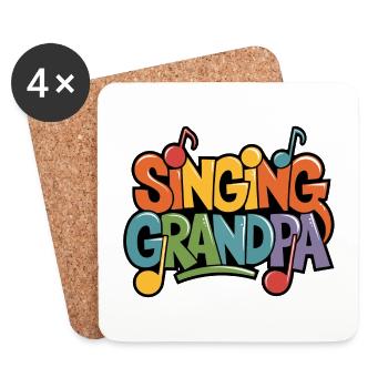 Singing grandpa - our grandpa grandfather likes to sing - Coasters (set of 4) - white - Front