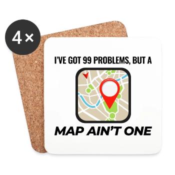 99 Probleme Map Ain't One GIS Lustig - Untersetzer (4er-Set) - Weiß - Vorne