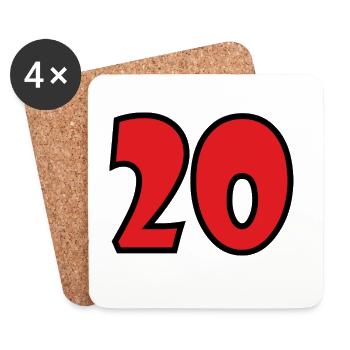 20. 20. JAHRESTAG. 20-JÄHRIGES JUBILÄUM. 20 JAHRE. - Untersetzer (4er-Set) - Weiß - Vorne