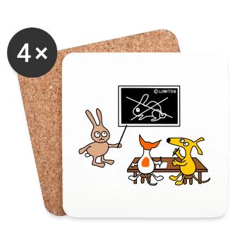 Hundeschule - Untersetzer (4er-Set) - Weiß - Vorne