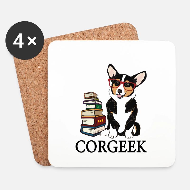 Corgi - Untersetzer (4er-Set) - Weiß