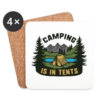 Camping ist in Zelten - Untersetzer (4er-Set) - Weiß - Vorne