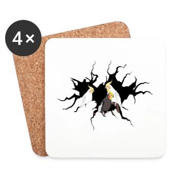 Nymphal Parakeet crack motif - Coasters (set of 4) - white - Front