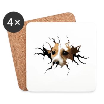 Jack Russell crack hole - Coasters (set of 4) - white - Front