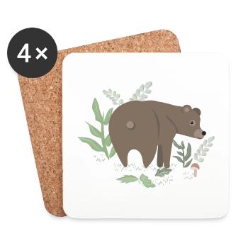 Braunbär im Wald - Untersetzer (4er-Set) - Weiß - Vorne