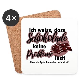 Schokolade löst keine Probleme lustiger Spruch - Untersetzer (4er-Set) - Weiß - Vorne