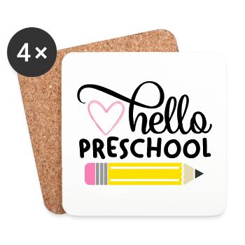 Hello Preschool - Coasters (set of 4) - white - Front