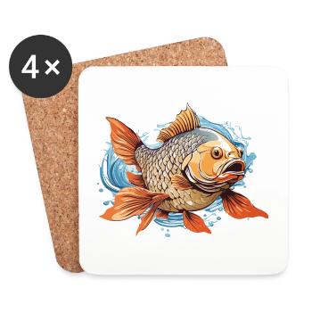 Ästhetischer Fisch Angelkunst Fischer Design - Untersetzer (4er-Set) - Weiß - Vorne