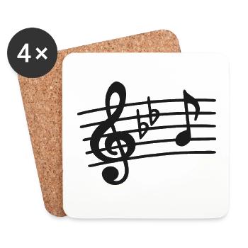 Clé de sol, partition, clé de musicien - Dessous de verre (lot de 4) - blanc - Devant