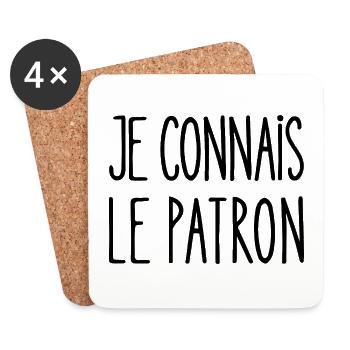 je connais le patron - Dessous de verre (lot de 4) - blanc - Devant