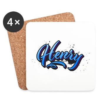 Henry First Name Name Name Tag Splash Graffiti - Coasters (set of 4) - white - Front