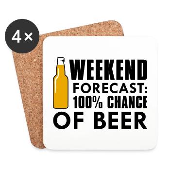 Prévisions du week-end Bière - Dessous de verre (lot de 4) - blanc - Devant