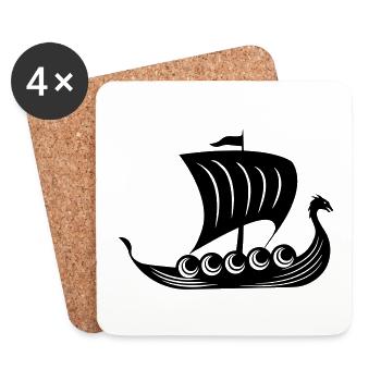 Bateau viking - Dessous de verre (lot de 4) - blanc - Devant