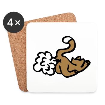 Katze Pups / cat fart / lustiges Geschenk - funny - Untersetzer (4er-Set) - Weiß - Vorne