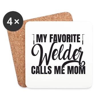 Welder outfit for welders - Coasters (set of 4) - white - Front