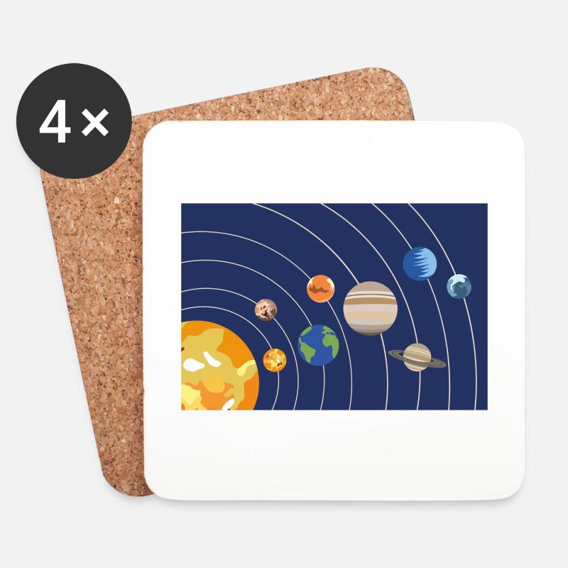 Solar system sun planets orbits - Coasters (set of 4) - white