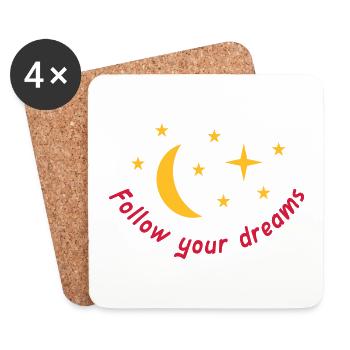 Suivez vos rêves (Lune, Étoiles) - Dessous de verre (lot de 4) - blanc - Devant