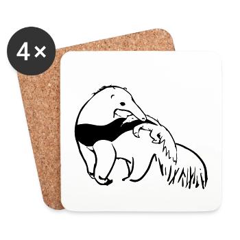 Anteater mother with baby - Coasters (set of 4) - white - Front