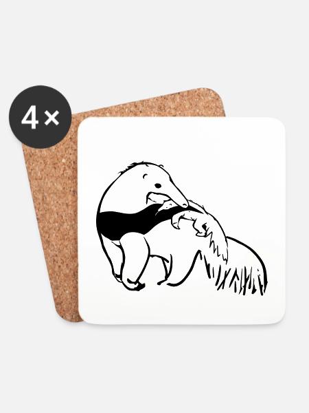 Anteater mother with baby - Coasters (set of 4) - white