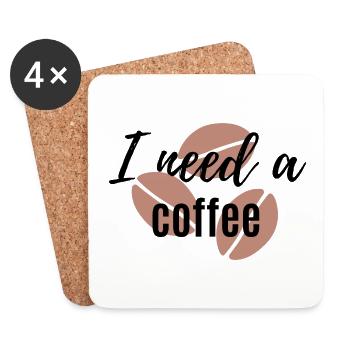 I need coffee - Coasters (set of 4) - white - Front