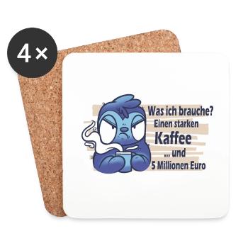 Faultier mit Kaffee: Lustiger Spruch - Untersetzer (4er-Set) - Weiß - Vorne