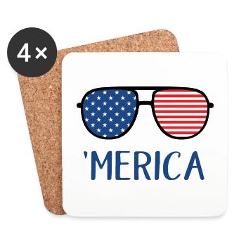 4. Juli Amerika - Untersetzer (4er-Set) - Weiß - Vorne