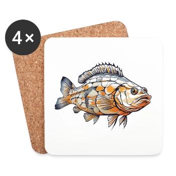 Karpfen Angler Passion Fisch Fischer Design - Untersetzer (4er-Set) - Weiß - Vorne