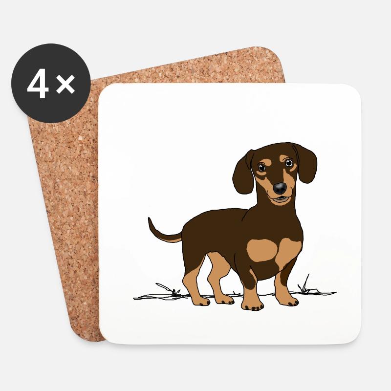 Dackel, Hund - Untersetzer (4er-Set) - Weiß