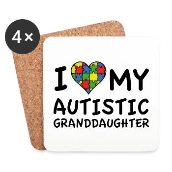 I Love My Autistic Granddaughter - Coasters (set of 4) - white - Front