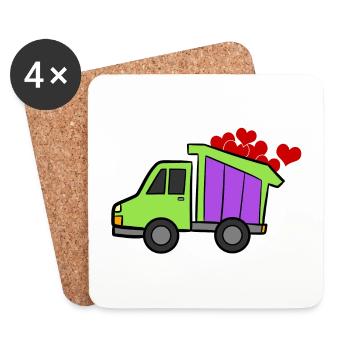 Excavatrice Chantier de construction Ouvrier de la construction Construction Coeur I Cadeau - Dessous de verre (lot de 4) - blanc - Devant
