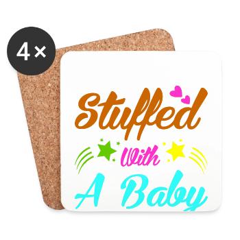 Mother Pregnant Baby Infant T-shirt Mom - Coasters (set of 4) - white - Front