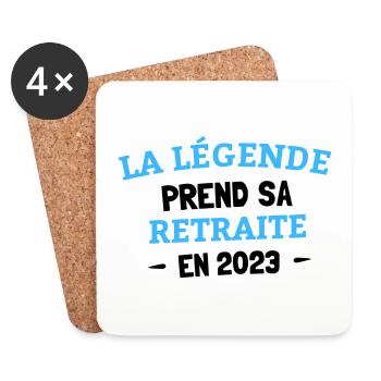 Prend sa retraite en 2023 - cadeau Drôle - Dessous de verre (lot de 4) - blanc - Devant