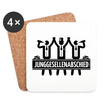 Junggesellenabschied (Trio Team Bräutigam / Black) - Untersetzer (4er-Set) - Weiß - Vorne