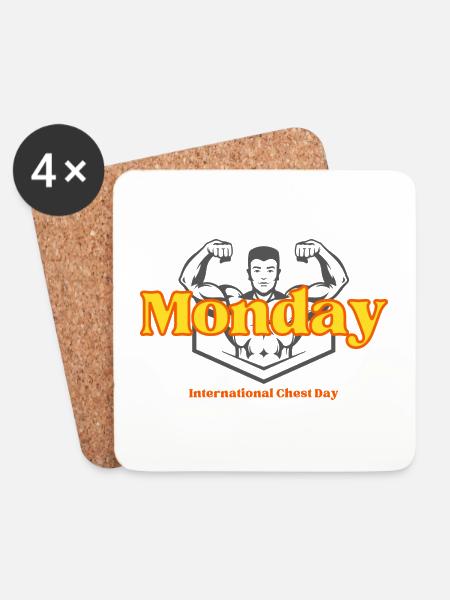 Monday International Chest Day - Untersetzer (4er-Set) - Weiß