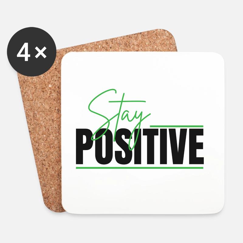 Bleiben Sie positiv im typografischen Design - Untersetzer (4er-Set) - Weiß