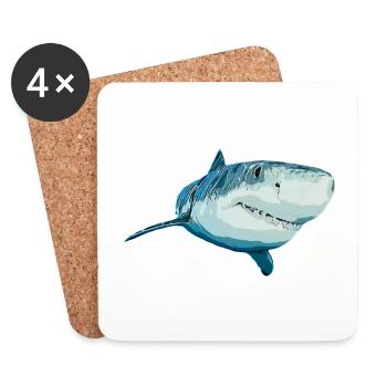 Tiger Shark - Coasters (set of 4) - white - Front