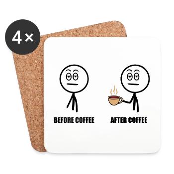 Before Coffee, After Coffee - Dessous de verre (lot de 4) - blanc - Devant