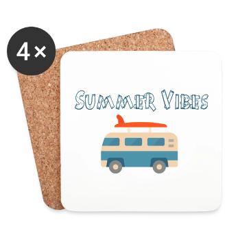 bus summer vibes - Untersetzer (4er-Set) - Weiß - Vorne