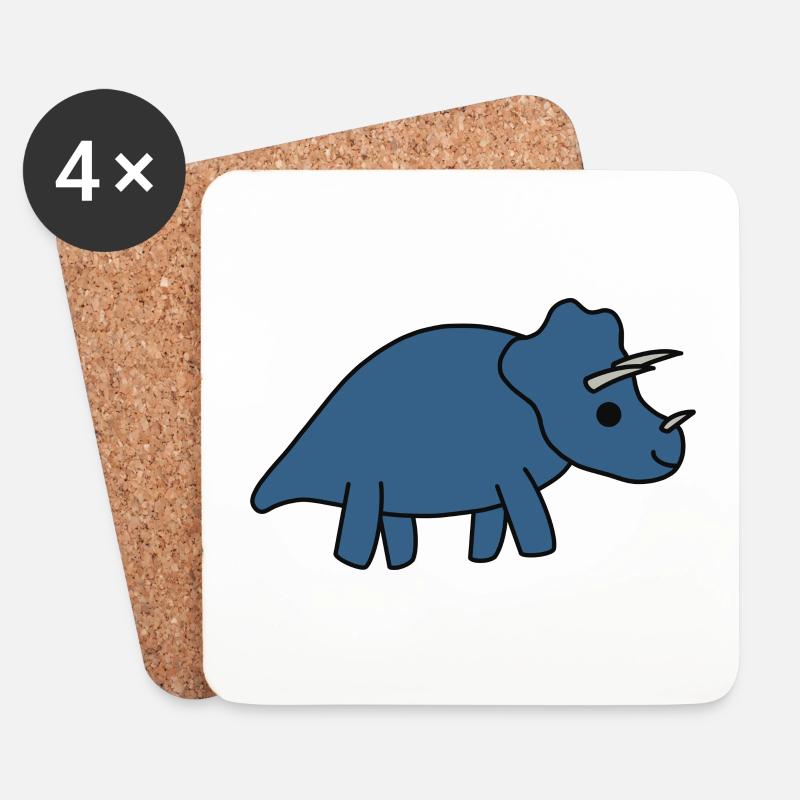 Süßer Kawaii Triceratops Dino - Untersetzer (4er-Set) - Weiß