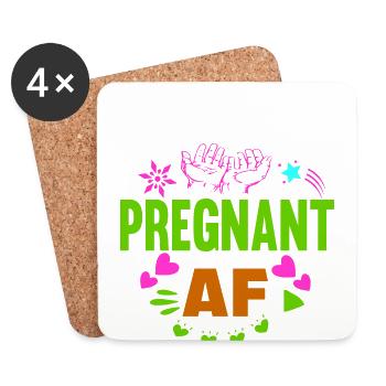 Mother Pregnant Baby Infant T-Shirt Mom - Coasters (set of 4) - white - Front