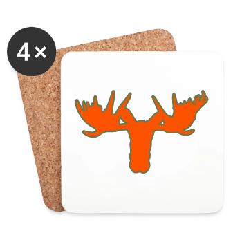 Moose head – majesty of the Scandinavian forests - Coasters (set of 4) - white - Front