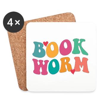 Book worm - Coasters (set of 4) - white - Front