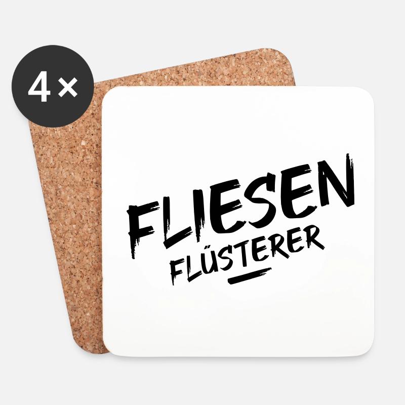 Fliesenleger Geschenke Sprüche Fliesen Flüsterer - Untersetzer (4er-Set) - Weiß