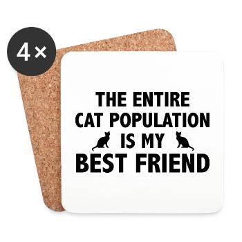 Die gesamte Katzenpopulation ist mein bester Freund - Untersetzer (4er-Set) - Weiß - Vorne