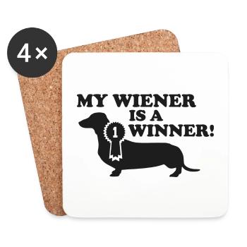 My Wiener Is A Winner - Coasters (set of 4) - white - Front