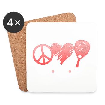 Padel Paddle Tennis Amour Paix Cœur I Cadeau - Dessous de verre (lot de 4) - blanc - Devant