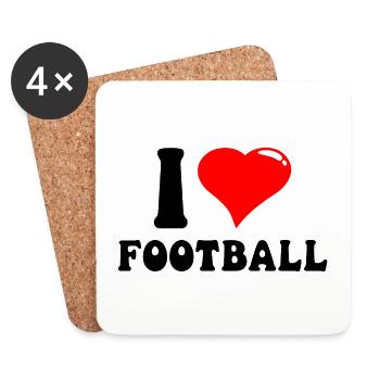 J’aime Football I ❤️ Football – Football américain - Dessous de verre (lot de 4) - blanc - Devant