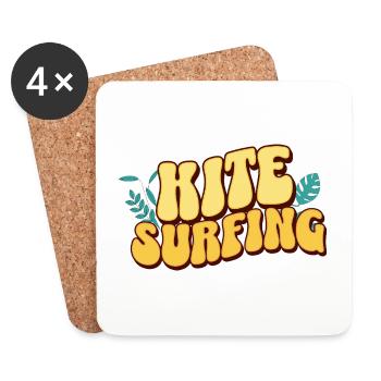 Kitesurf Kitesurfer Kiteboard - Untersetzer (4er-Set) - Weiß - Vorne
